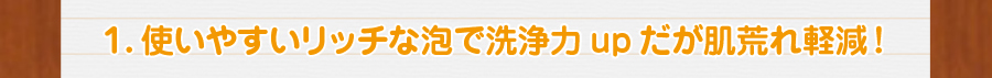 1.使いやすいリッチな泡で洗浄力upだが肌荒れ軽減！
